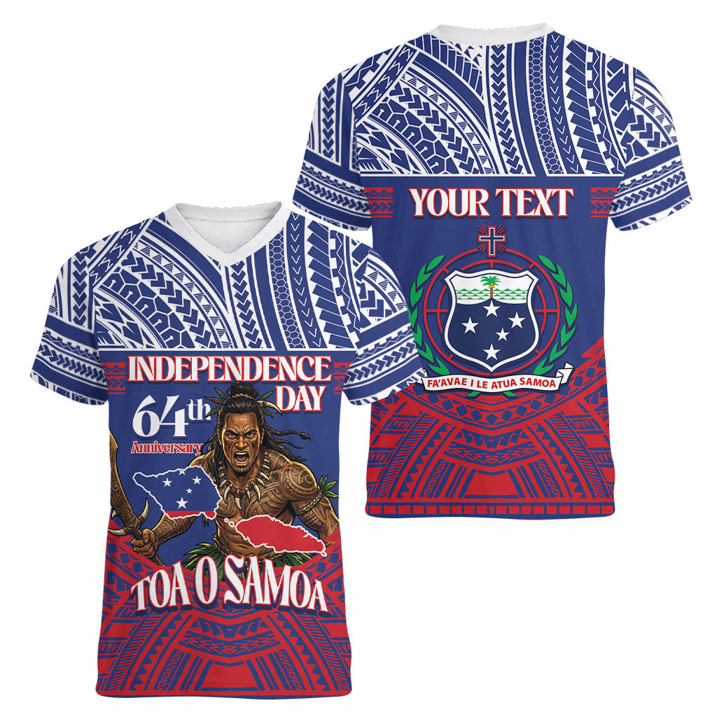 Personalised Samoa Independence Day Women V-Neck T-Shirt 64th Anniversary Toa O Samoa
