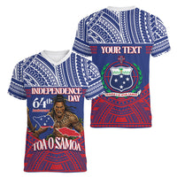 Personalised Samoa Independence Day Women V-Neck T-Shirt 64th Anniversary Toa O Samoa