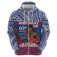 Personalised Samoa Independence Day Zip Hoodie 64th Anniversary Toa O Samoa LT14 - Polynesian Pride