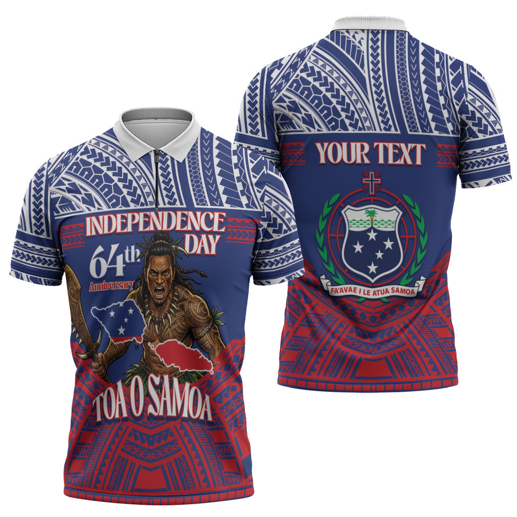 Personalised Samoa Independence Day Zipper Polo Shirt 64th Anniversary Toa O Samoa LT14 - Polynesian Pride