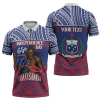Personalised Samoa Independence Day Zipper Polo Shirt 64th Anniversary Toa O Samoa LT14 - Polynesian Pride