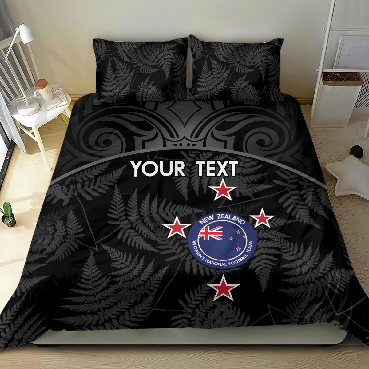 Custom New Zealand Silver Fern Football Bedding Set Summer 2024 Olympic Go Aotearoa LT14 - Polynesian Pride