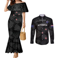Custom New Zealand Silver Fern Football Couples Matching Mermaid Dress and Long Sleeve Button Shirt Summer 2024 Olympic Go Aotearoa
