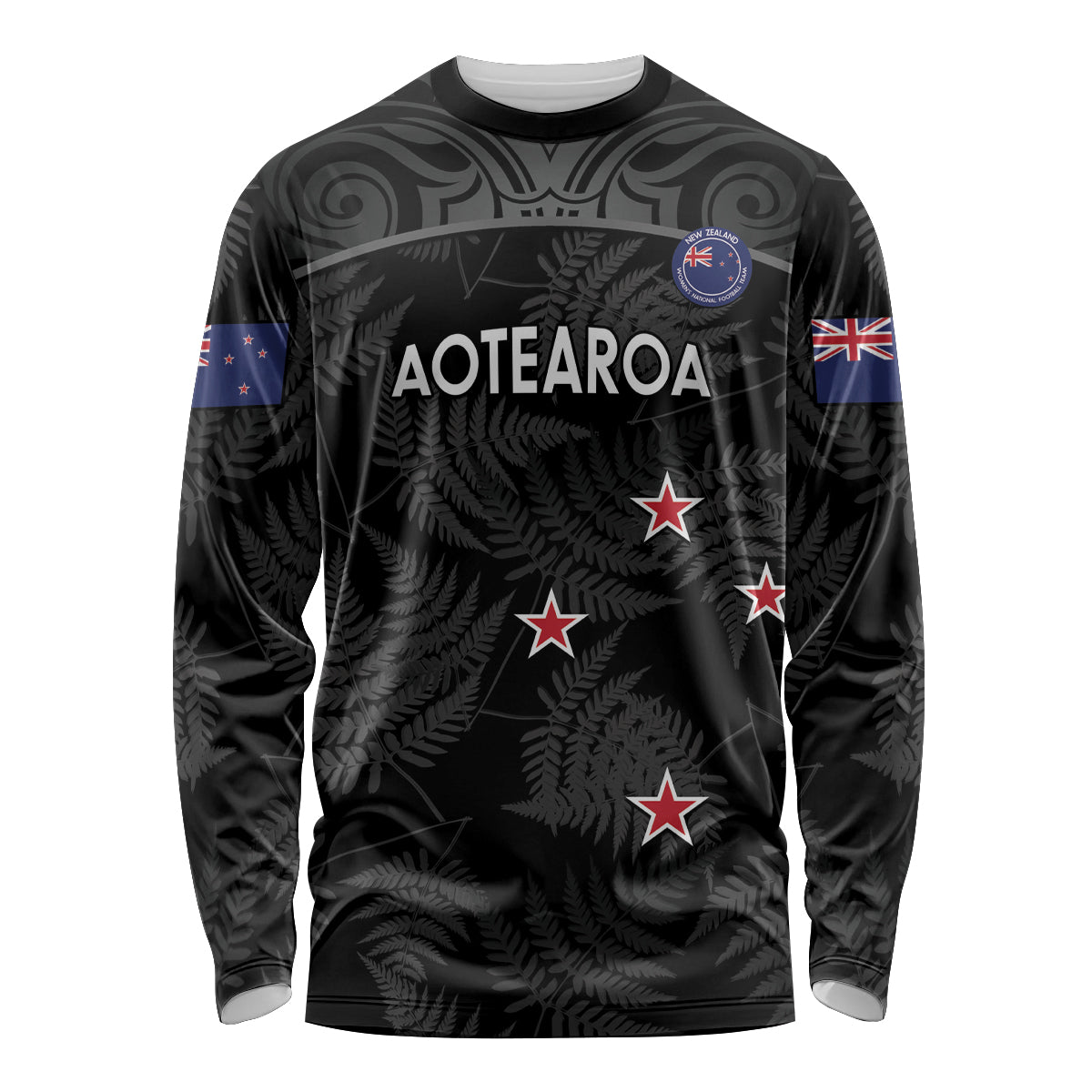 Custom New Zealand Silver Fern Football Long Sleeve Shirt Summer 2024 Olympic Go Aotearoa