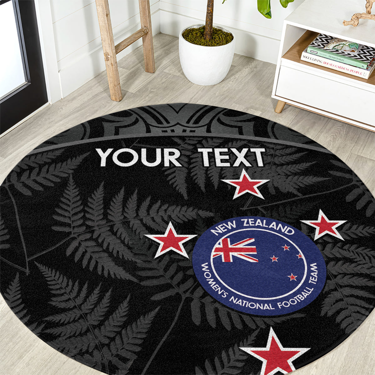 Custom New Zealand Silver Fern Football Round Carpet Summer 2024 Olympic Go Aotearoa