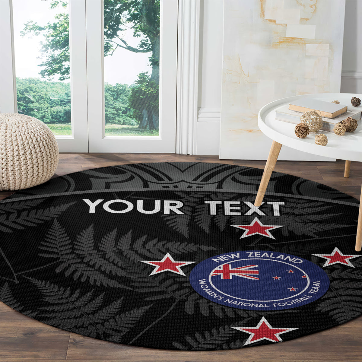 Custom New Zealand Silver Fern Football Round Carpet Summer 2024 Olympic Go Aotearoa