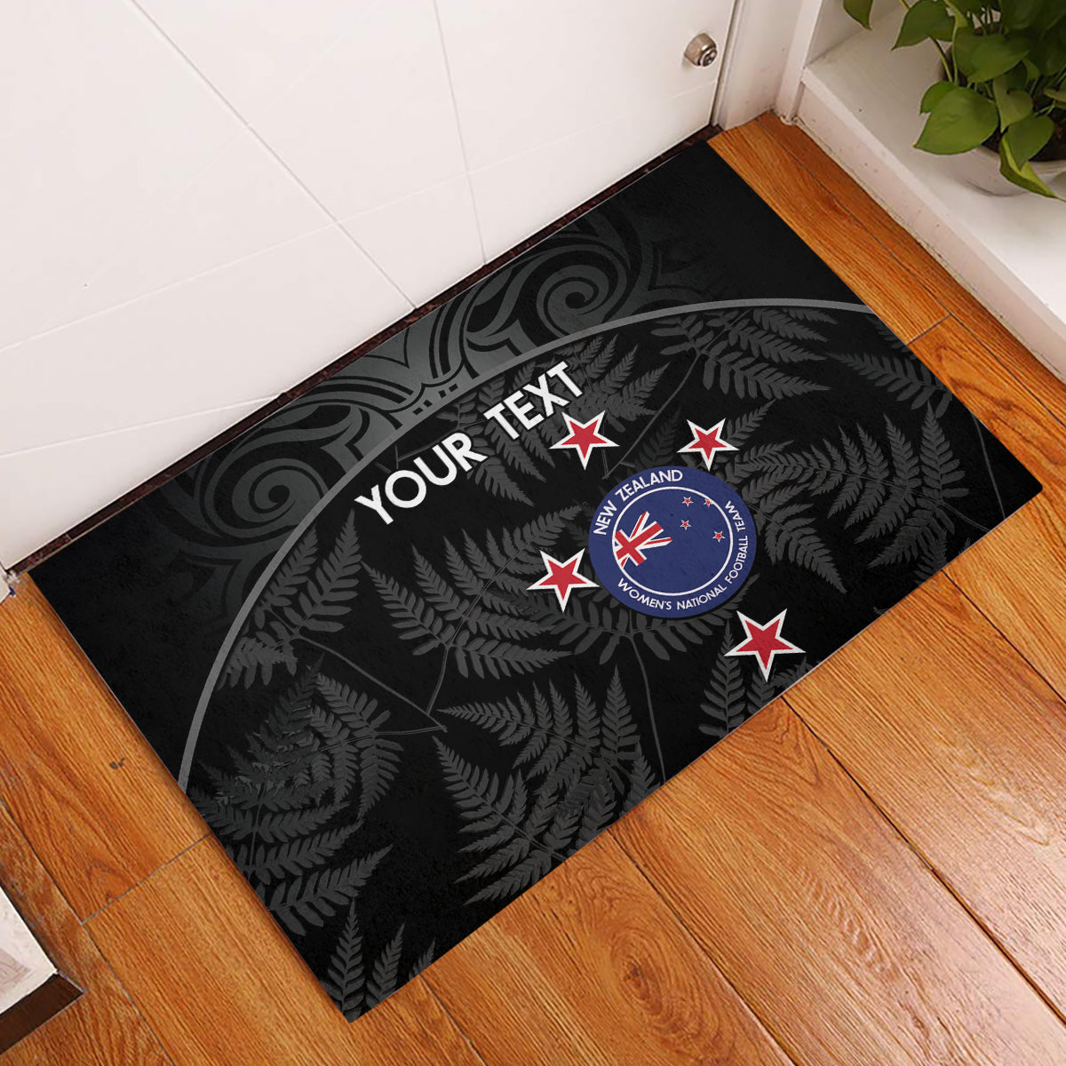 Custom New Zealand Silver Fern Football Rubber Doormat Summer 2024 Olympic Go Aotearoa