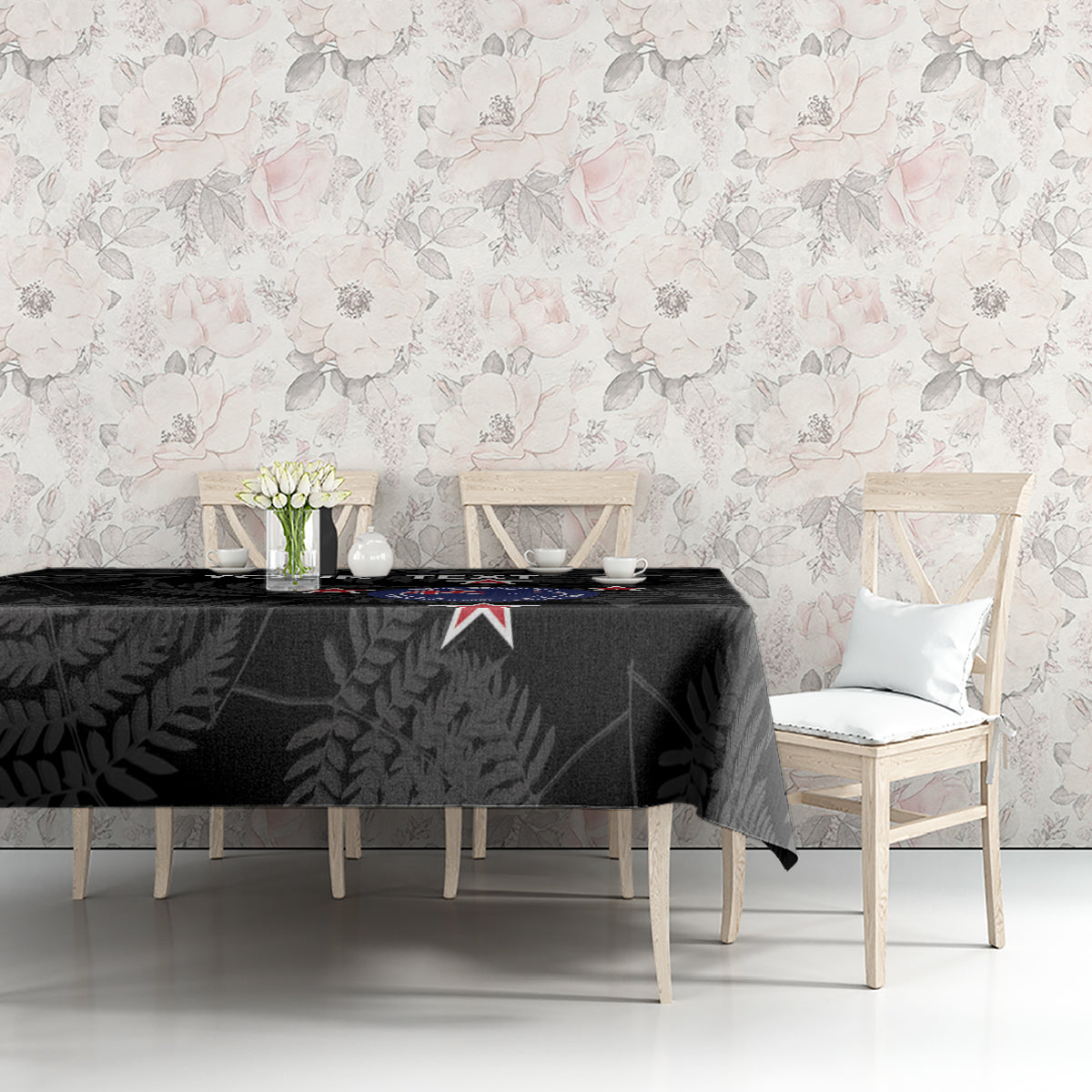 Custom New Zealand Silver Fern Football Tablecloth Summer 2024 Olympic Go Aotearoa LT14 - Polynesian Pride