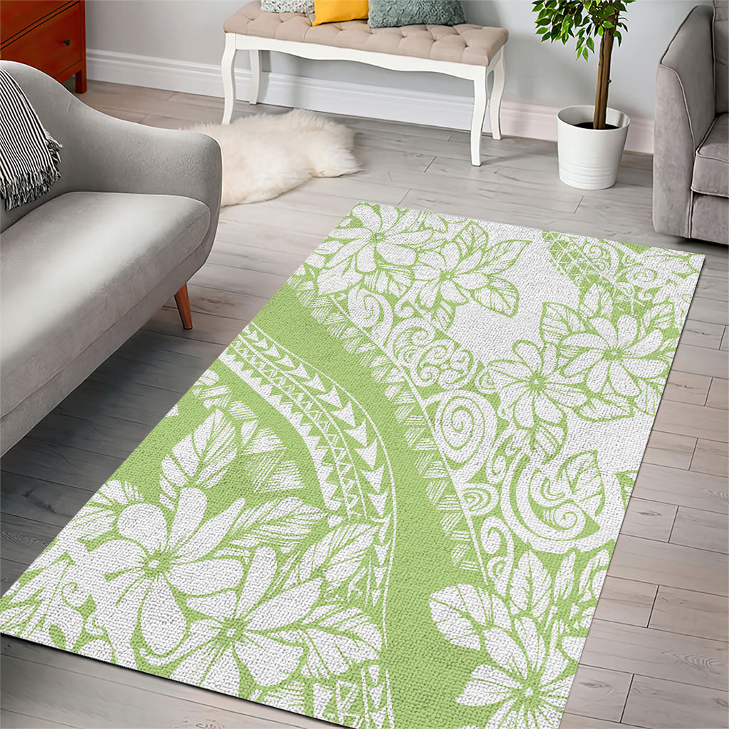 Polynesian Tiare Flower Sage Green Pastel Area Rug LT14 - Polynesian Pride