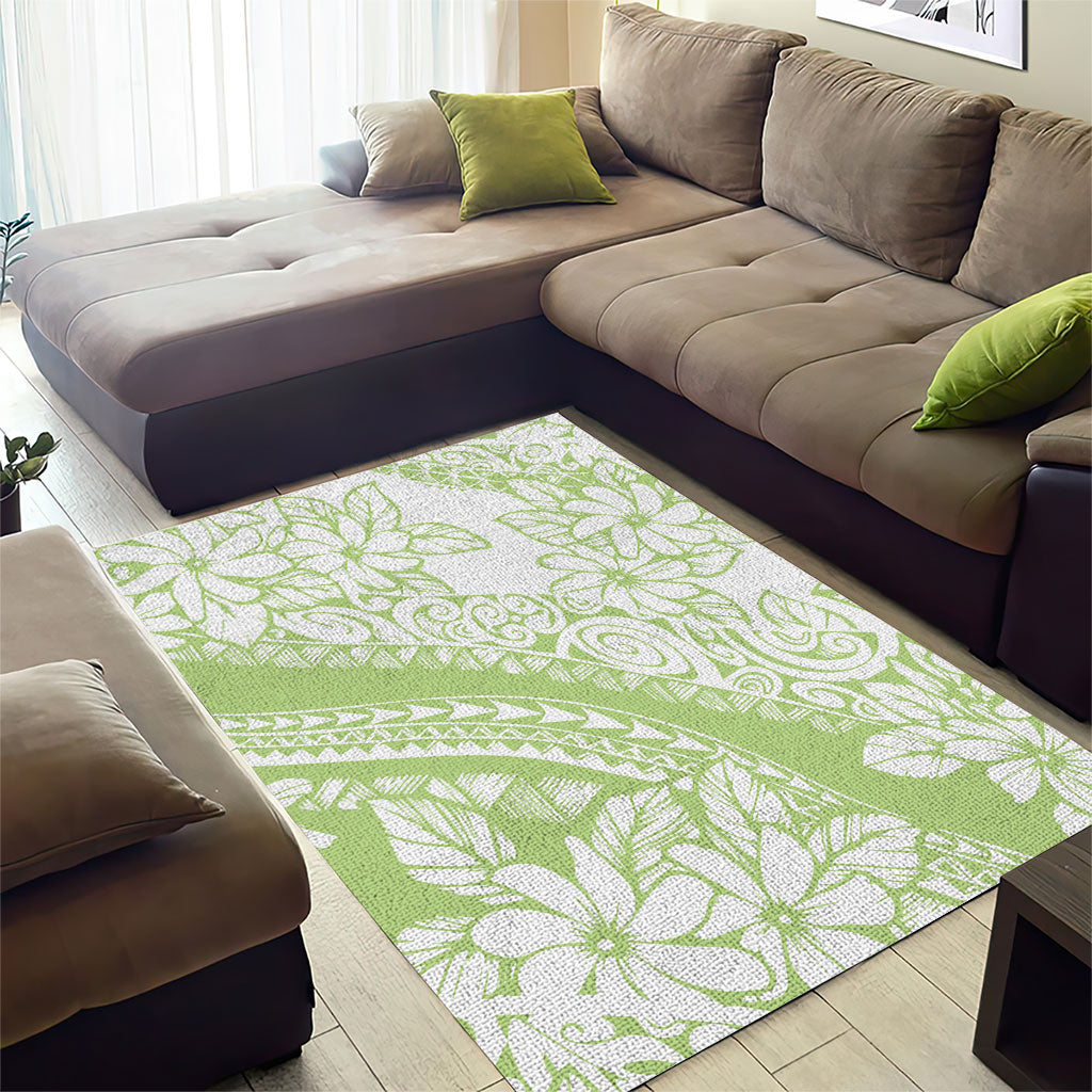 Polynesian Tiare Flower Sage Green Pastel Area Rug LT14 - Polynesian Pride