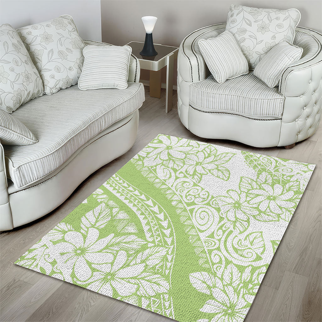 Polynesian Tiare Flower Sage Green Pastel Area Rug LT14 - Polynesian Pride