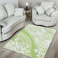 Polynesian Tiare Flower Sage Green Pastel Area Rug LT14 - Polynesian Pride