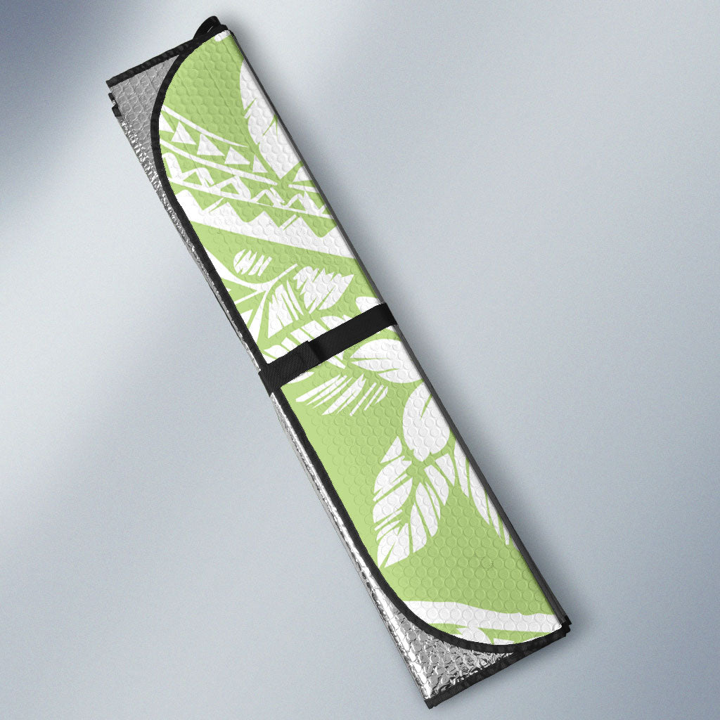Polynesian Tiare Flower Sage Green Pastel Auto Sun Shade LT14 - Polynesian Pride