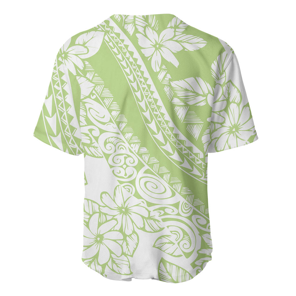 Polynesian Tiare Flower Sage Green Pastel Baseball Jersey LT14 - Polynesian Pride