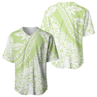 Polynesian Tiare Flower Sage Green Pastel Baseball Jersey LT14 - Polynesian Pride