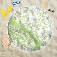 Polynesian Tiare Flower Sage Green Pastel Beach Blanket LT14 One Size 150cm Sage Green - Polynesian Pride