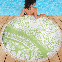 Polynesian Tiare Flower Sage Green Pastel Beach Blanket LT14 - Polynesian Pride