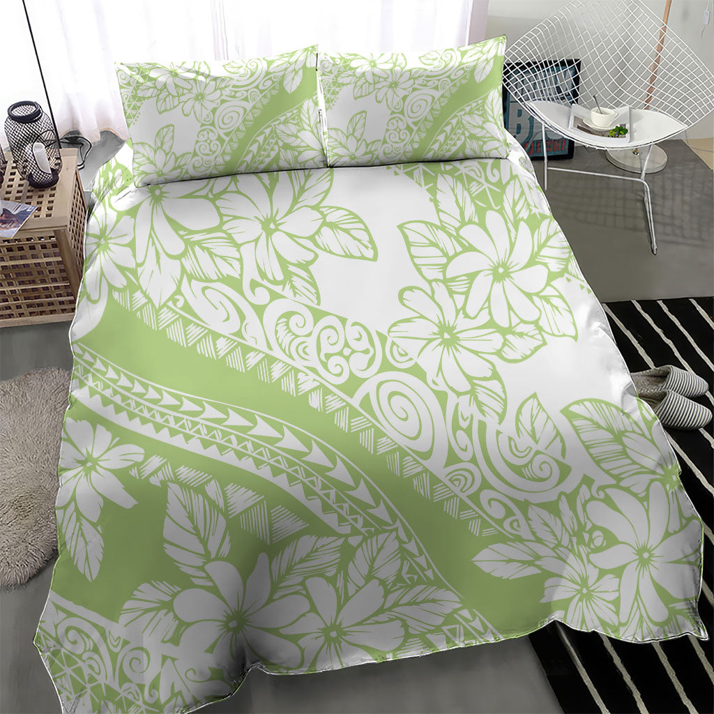Polynesian Tiare Flower Sage Green Pastel Bedding Set LT14 - Polynesian Pride