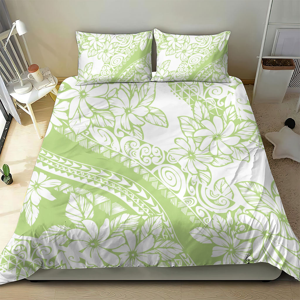 Polynesian Tiare Flower Sage Green Pastel Bedding Set LT14 - Polynesian Pride
