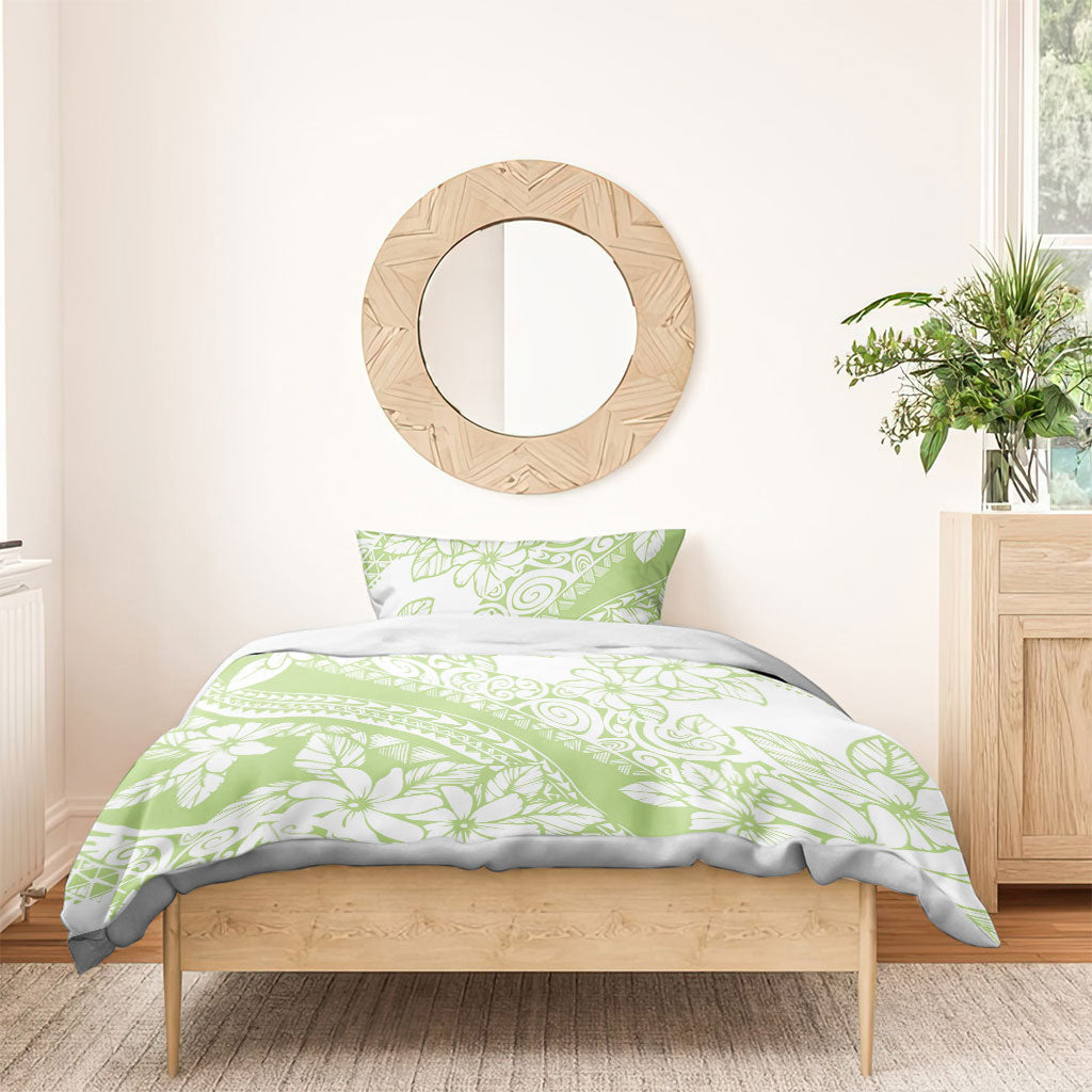 Polynesian Tiare Flower Sage Green Pastel Bedding Set LT14 - Polynesian Pride