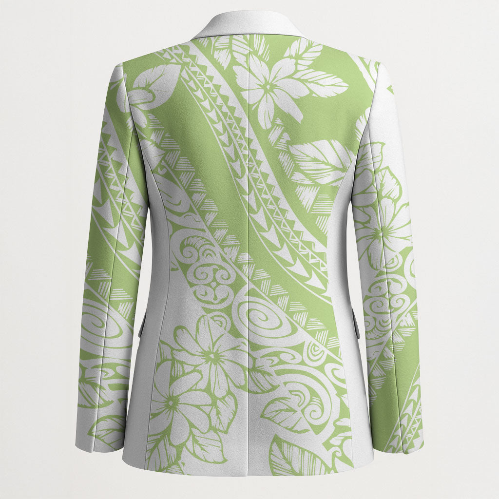 Polynesian Tiare Flower Sage Green Pastel Blazer LT14 - Polynesian Pride
