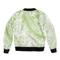 Polynesian Tiare Flower Sage Green Pastel Bomber Jacket LT14 - Polynesian Pride