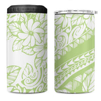 Polynesian Tiare Flower Sage Green Pastel 4 in 1 Can Cooler Tumbler