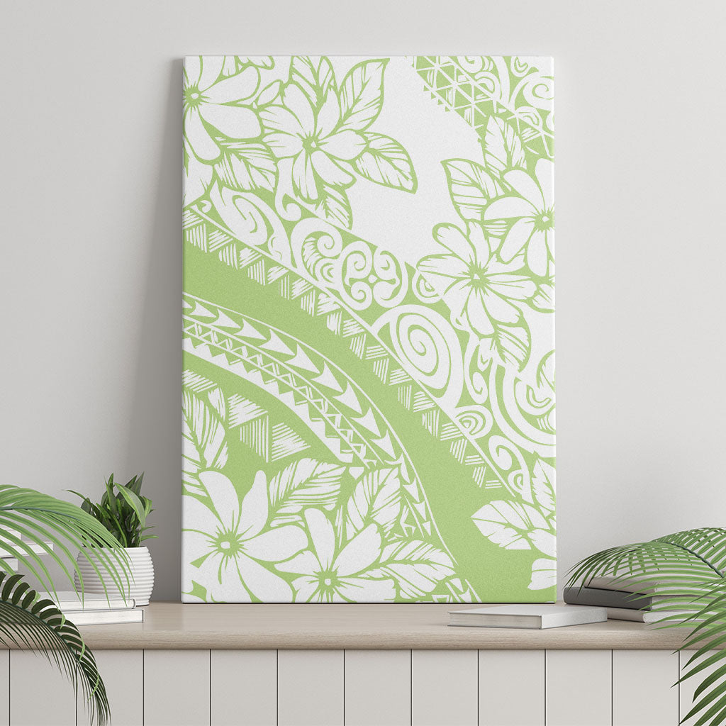 Polynesian Tiare Flower Sage Green Pastel Canvas Wall Art LT14 - Polynesian Pride