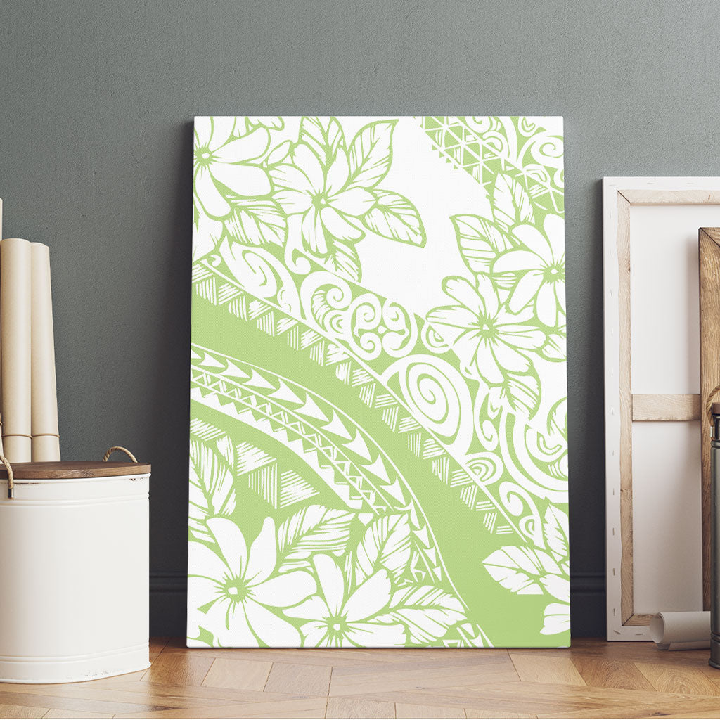 Polynesian Tiare Flower Sage Green Pastel Canvas Wall Art LT14 - Polynesian Pride