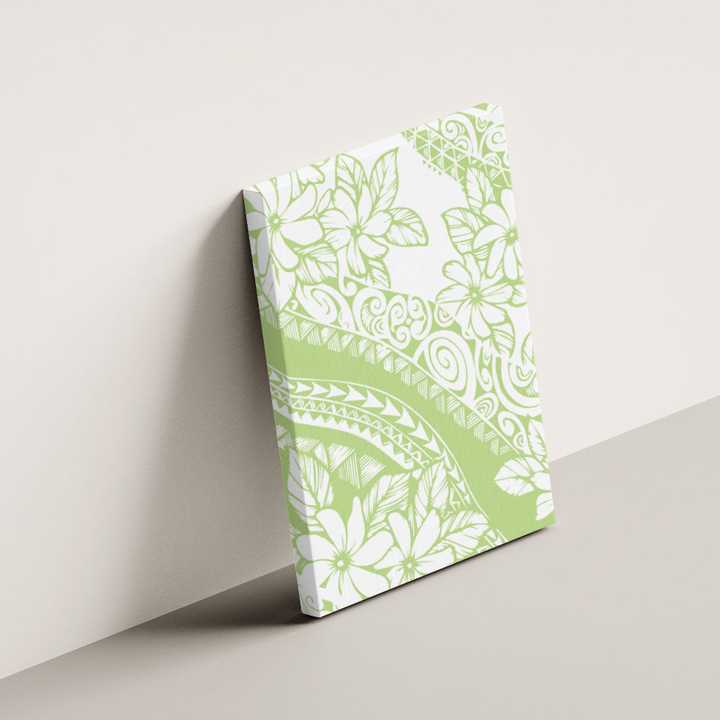 Polynesian Tiare Flower Sage Green Pastel Canvas Wall Art LT14 - Polynesian Pride
