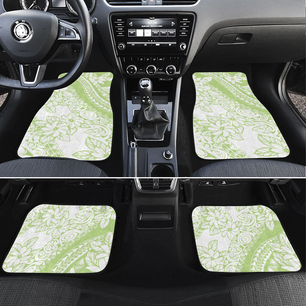 Polynesian Tiare Flower Sage Green Pastel Car Mats