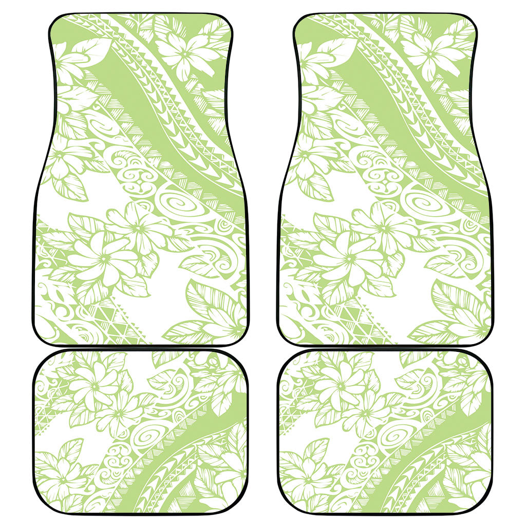 Polynesian Tiare Flower Sage Green Pastel Car Mats