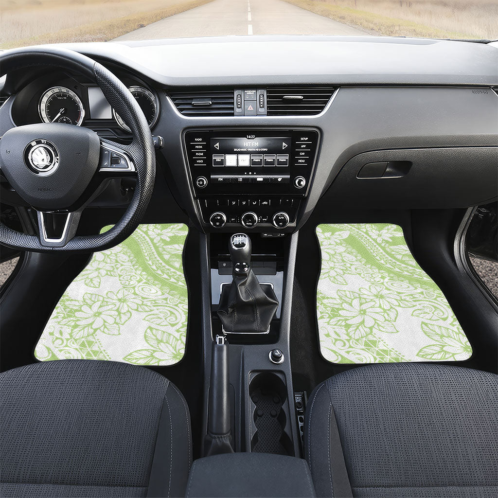Polynesian Tiare Flower Sage Green Pastel Car Mats