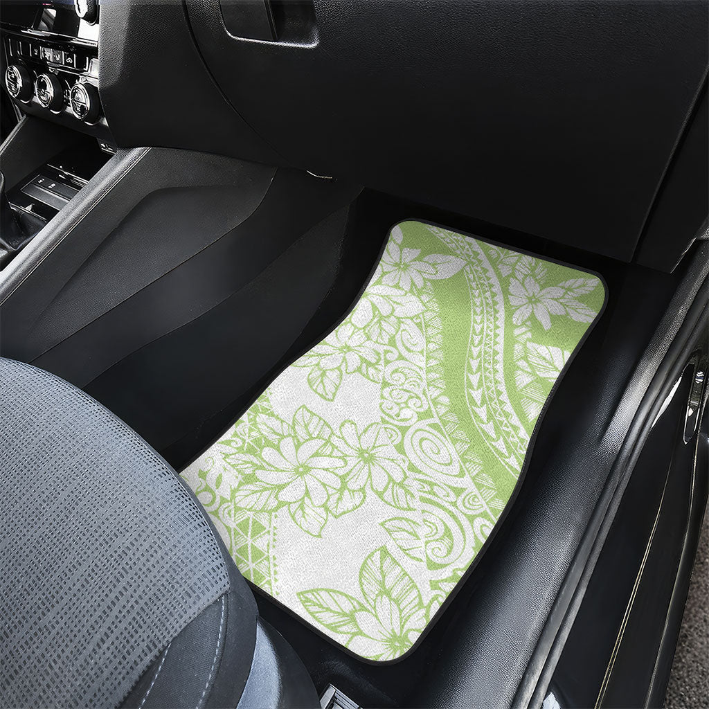 Polynesian Tiare Flower Sage Green Pastel Car Mats