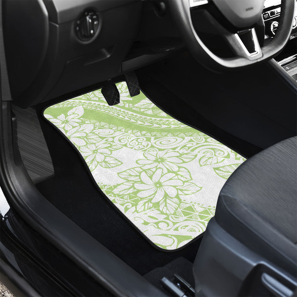 Polynesian Tiare Flower Sage Green Pastel Car Mats