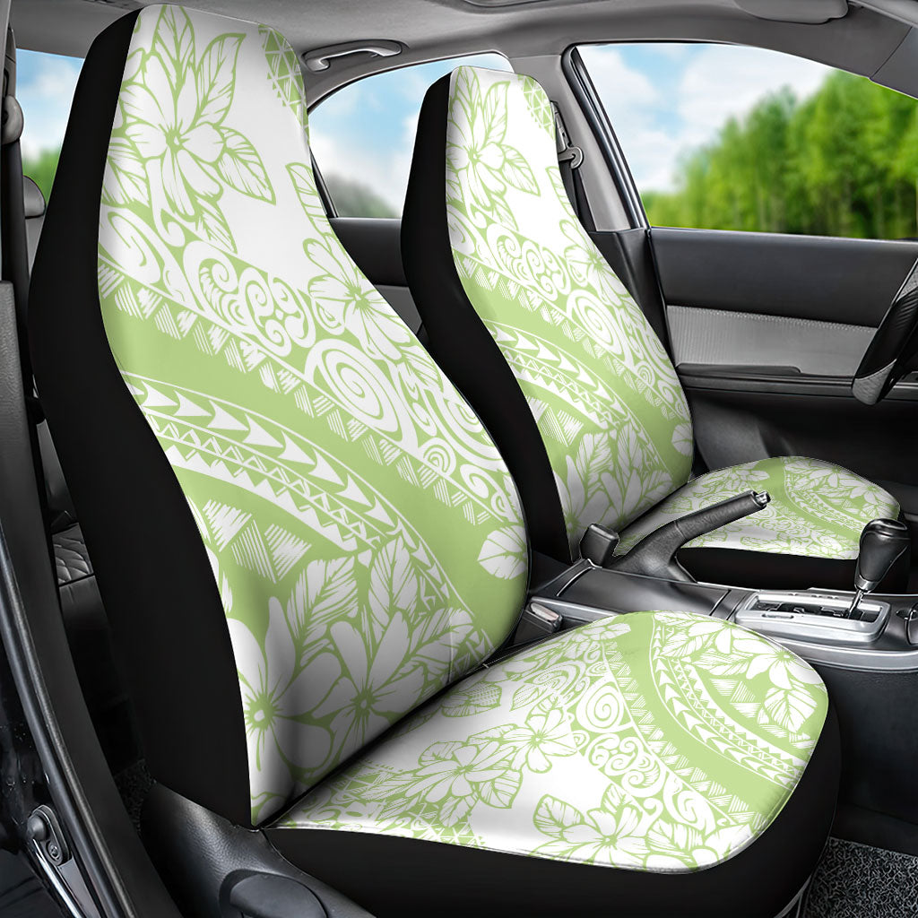 Polynesian Tiare Flower Sage Green Pastel Car Seat Cover LT14 - Polynesian Pride