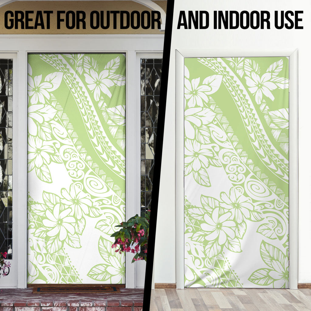 Polynesian Tiare Flower Sage Green Pastel Door Cover LT14 - Polynesian Pride