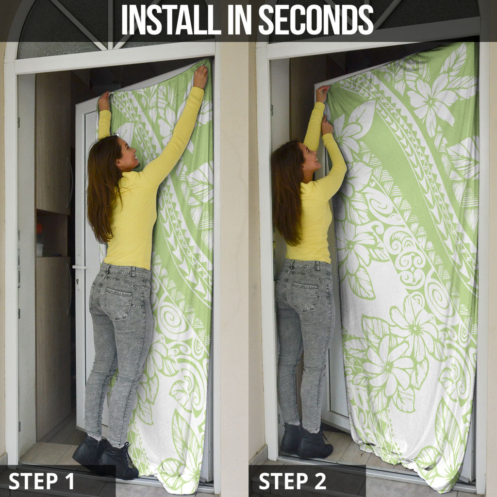 Polynesian Tiare Flower Sage Green Pastel Door Cover LT14 - Polynesian Pride