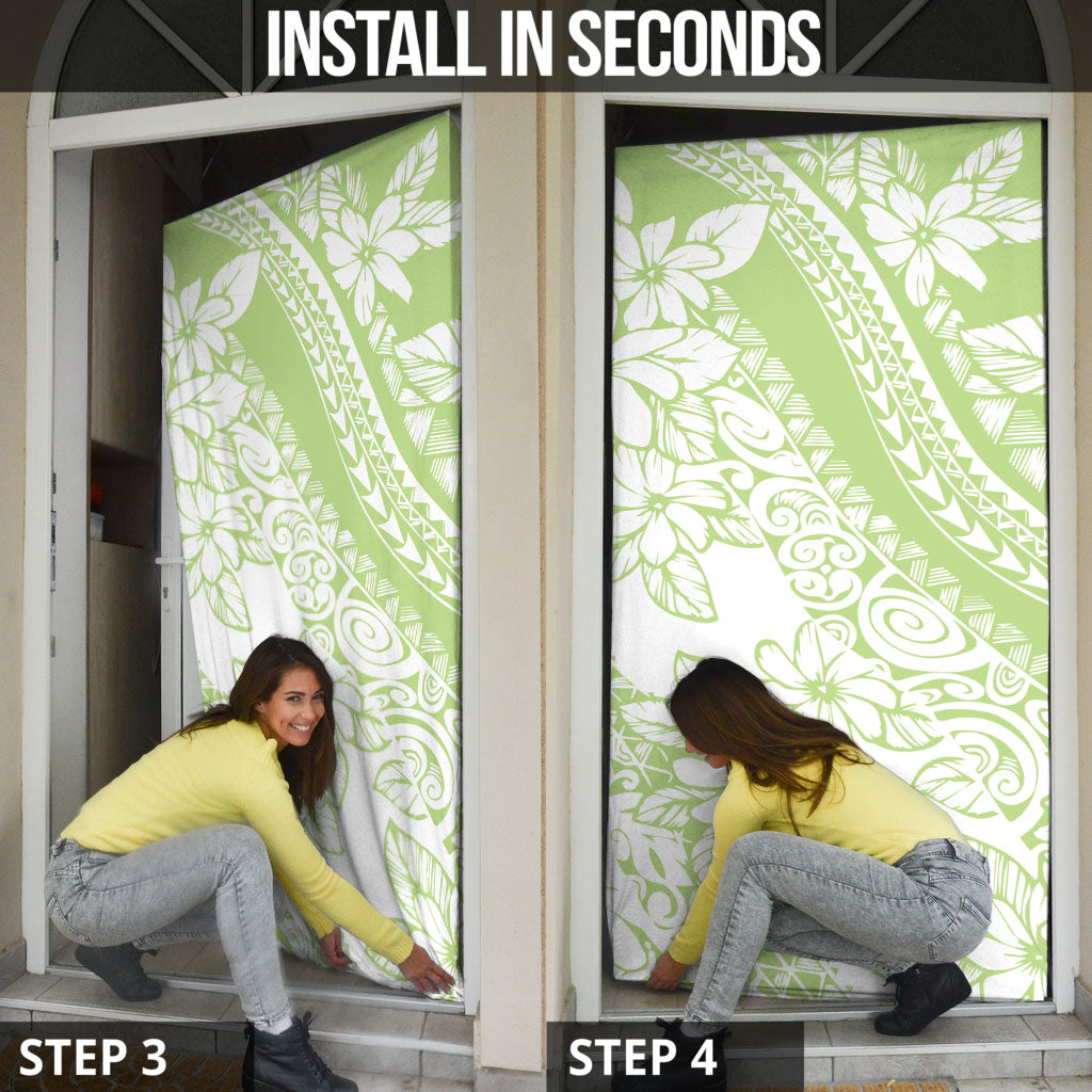 Polynesian Tiare Flower Sage Green Pastel Door Cover LT14 - Polynesian Pride