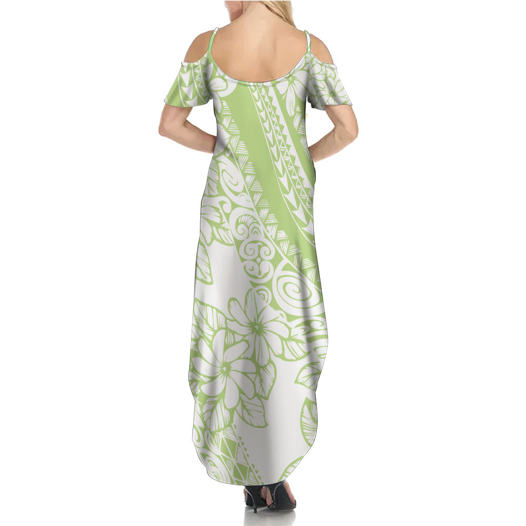 Polynesian Tiare Flower Sage Green Pastel Family Matching Summer Maxi Dress and Hawaiian Shirt LT14 - Polynesian Pride