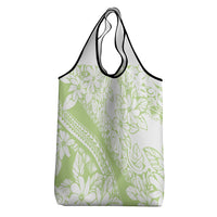 Polynesian Tiare Flower Sage Green Pastel Grocery Bag LT14 - Polynesian Pride