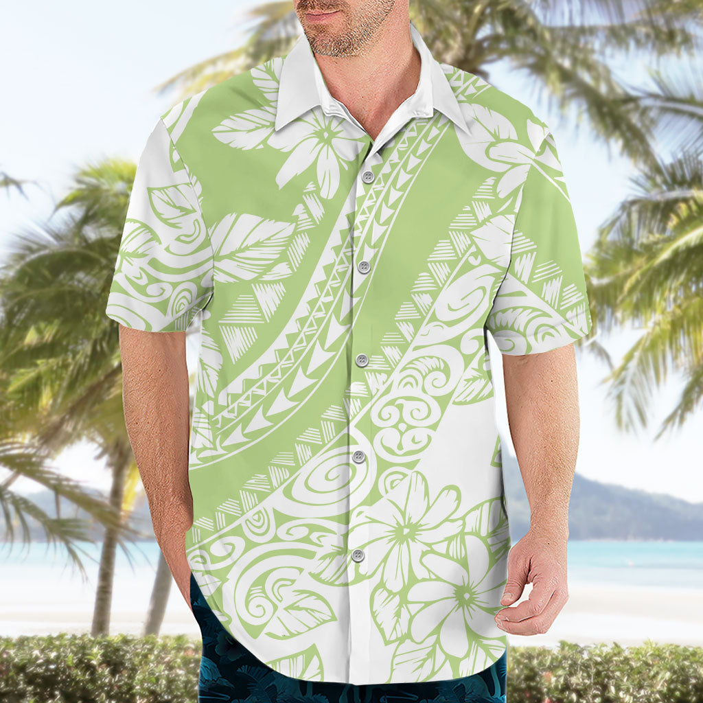 Polynesian Tiare Flower Sage Green Pastel Hawaiian Shirt LT14 - Polynesian Pride