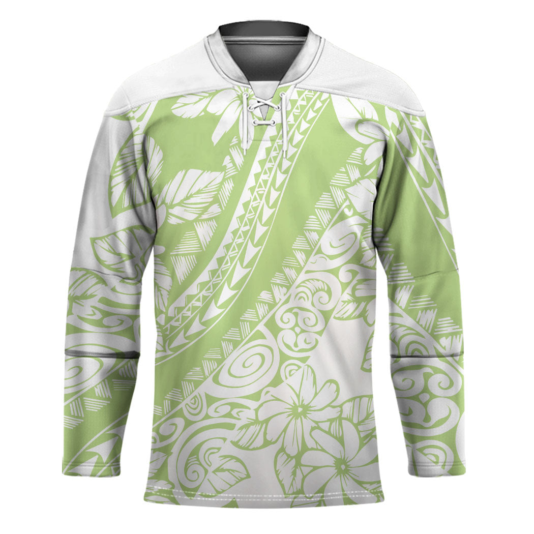 Polynesian Tiare Flower Sage Green Pastel Hockey Jersey LT14 Unisex Sage Green - Polynesian Pride