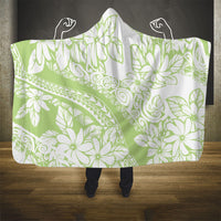 Polynesian Tiare Flower Sage Green Pastel Hooded Blanket LT14 - Polynesian Pride