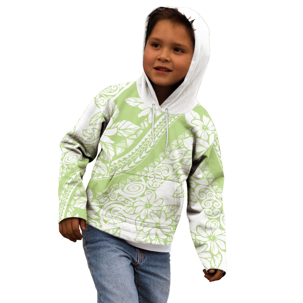 Polynesian Tiare Flower Sage Green Pastel Kid Hoodie LT14 - Polynesian Pride