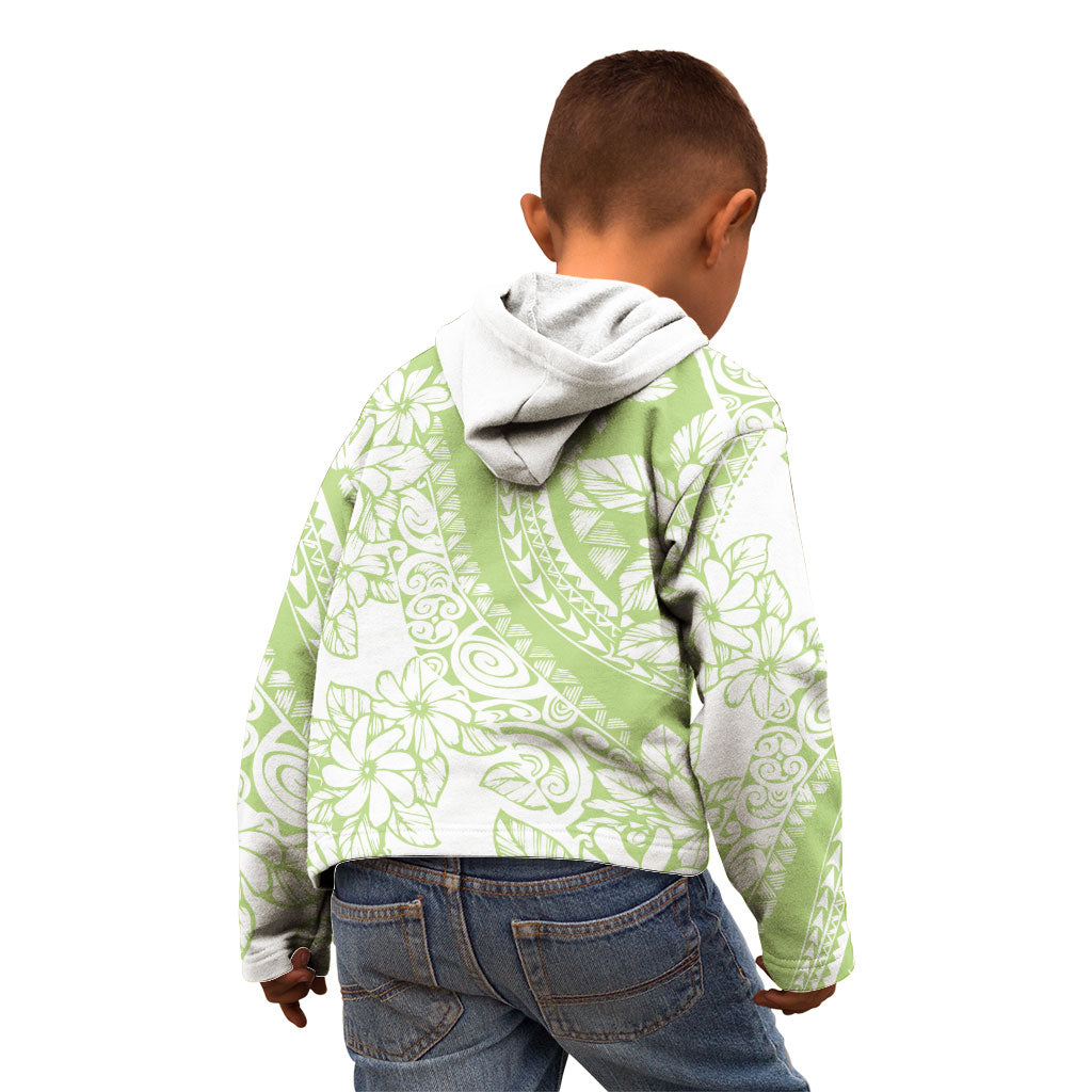 Polynesian Tiare Flower Sage Green Pastel Kid Hoodie LT14 - Polynesian Pride