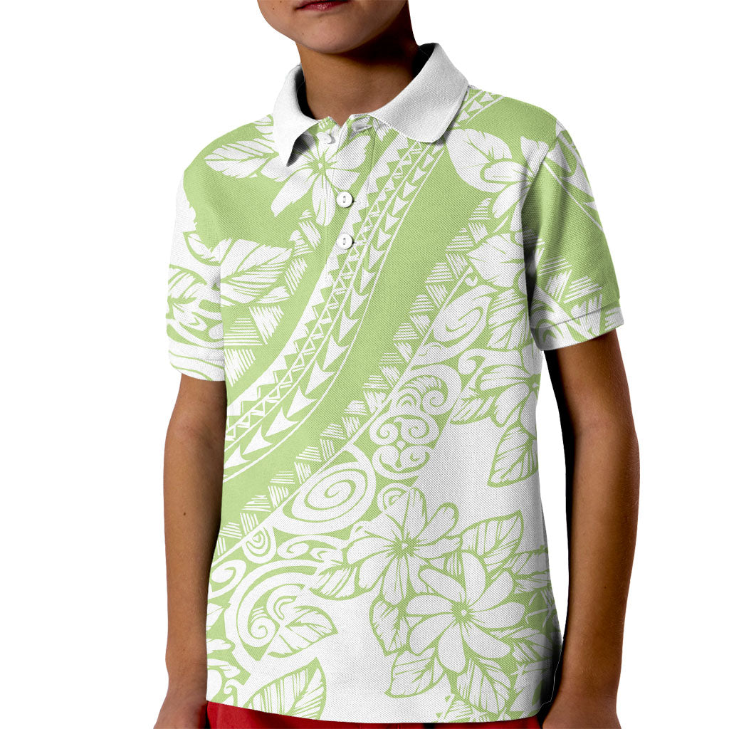 Polynesian Tiare Flower Sage Green Pastel Kid Polo Shirt LT14 Kid Sage Green - Polynesian Pride