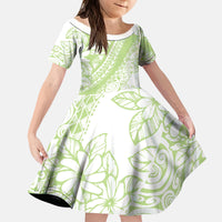 Polynesian Tiare Flower Sage Green Pastel Kid Short Sleeve Dress LT14 KID Sage Green - Polynesian Pride