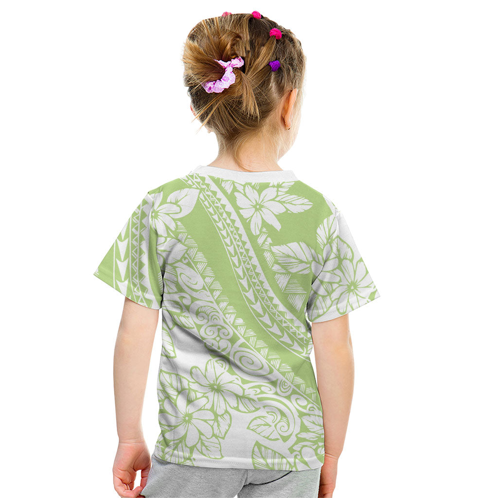 Polynesian Tiare Flower Sage Green Pastel Kid T Shirt LT14 - Polynesian Pride