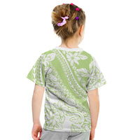 Polynesian Tiare Flower Sage Green Pastel Kid T Shirt LT14 - Polynesian Pride